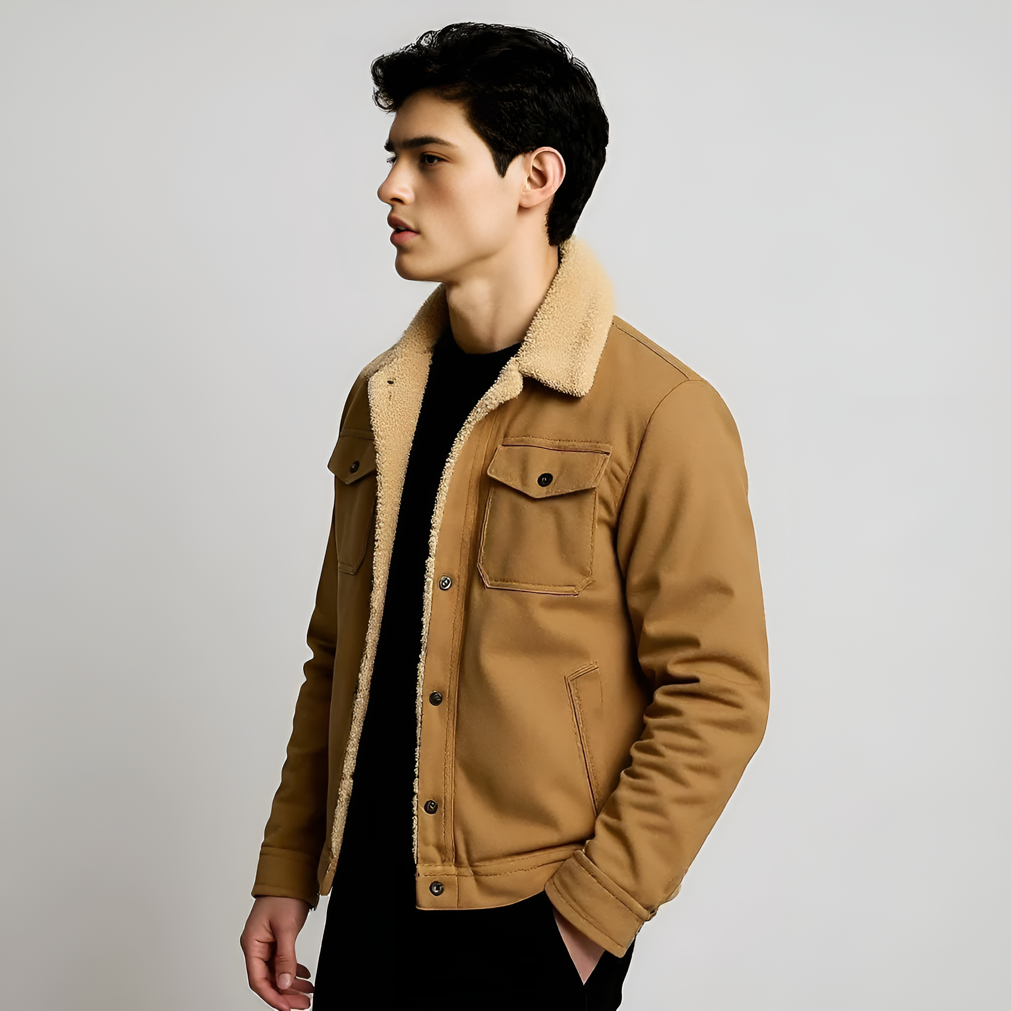 Men’s Winter Canvas Jacket with Sherpa Lining