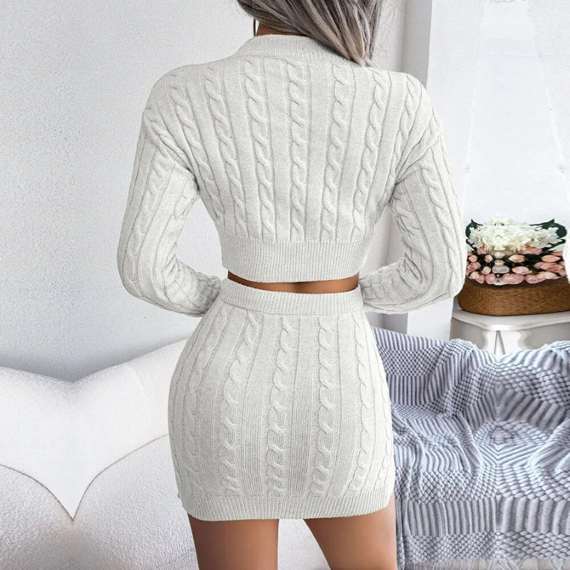 Muse Women’s Cable Knit Two-Piece Outfit – Cozy Crop Set 6
