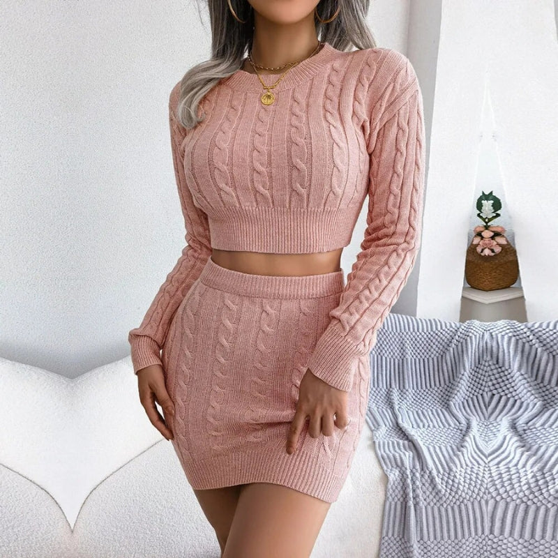 Muse Women’s Cable Knit Two-Piece Outfit – Cozy Crop Set 2