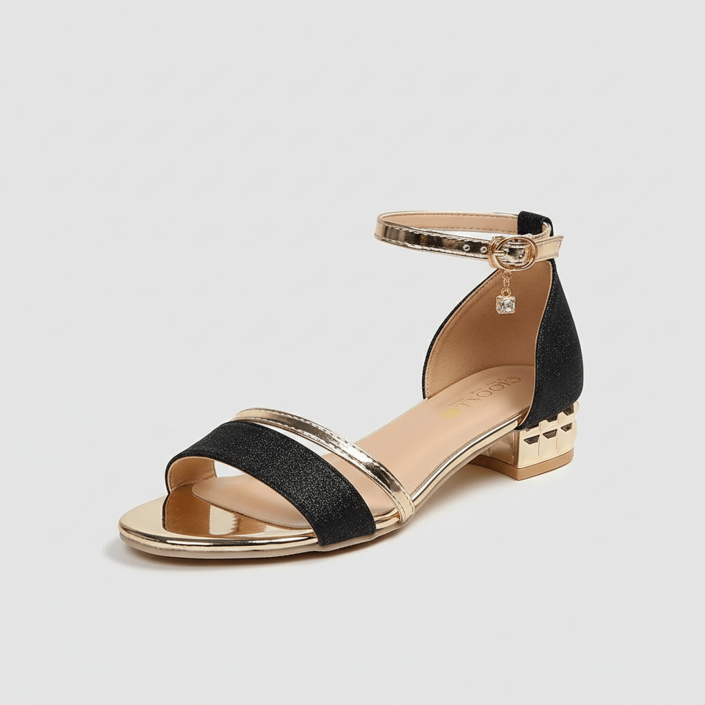Abigail Block Heel Sandals with Ankle Strap and Open Toe