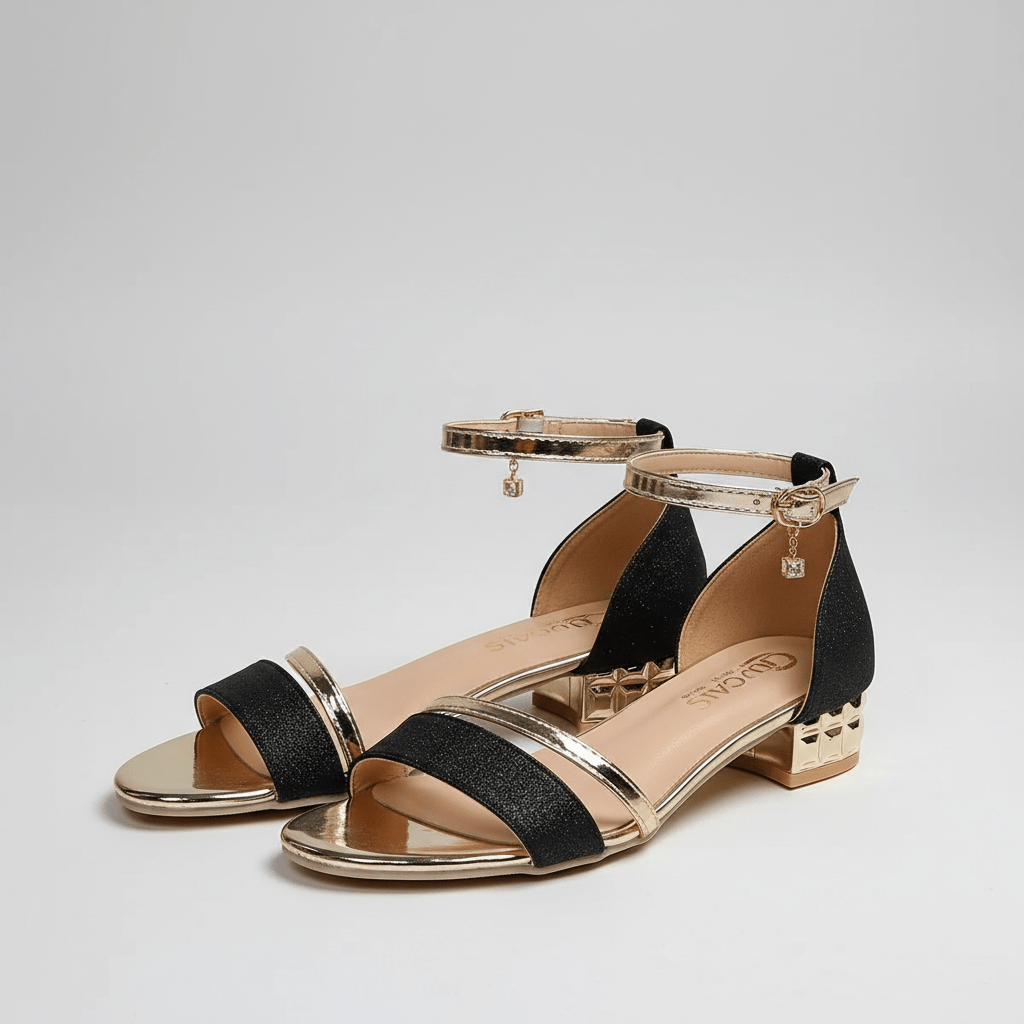 Abigail Block Heel Sandals with Ankle Strap and Open Toe
