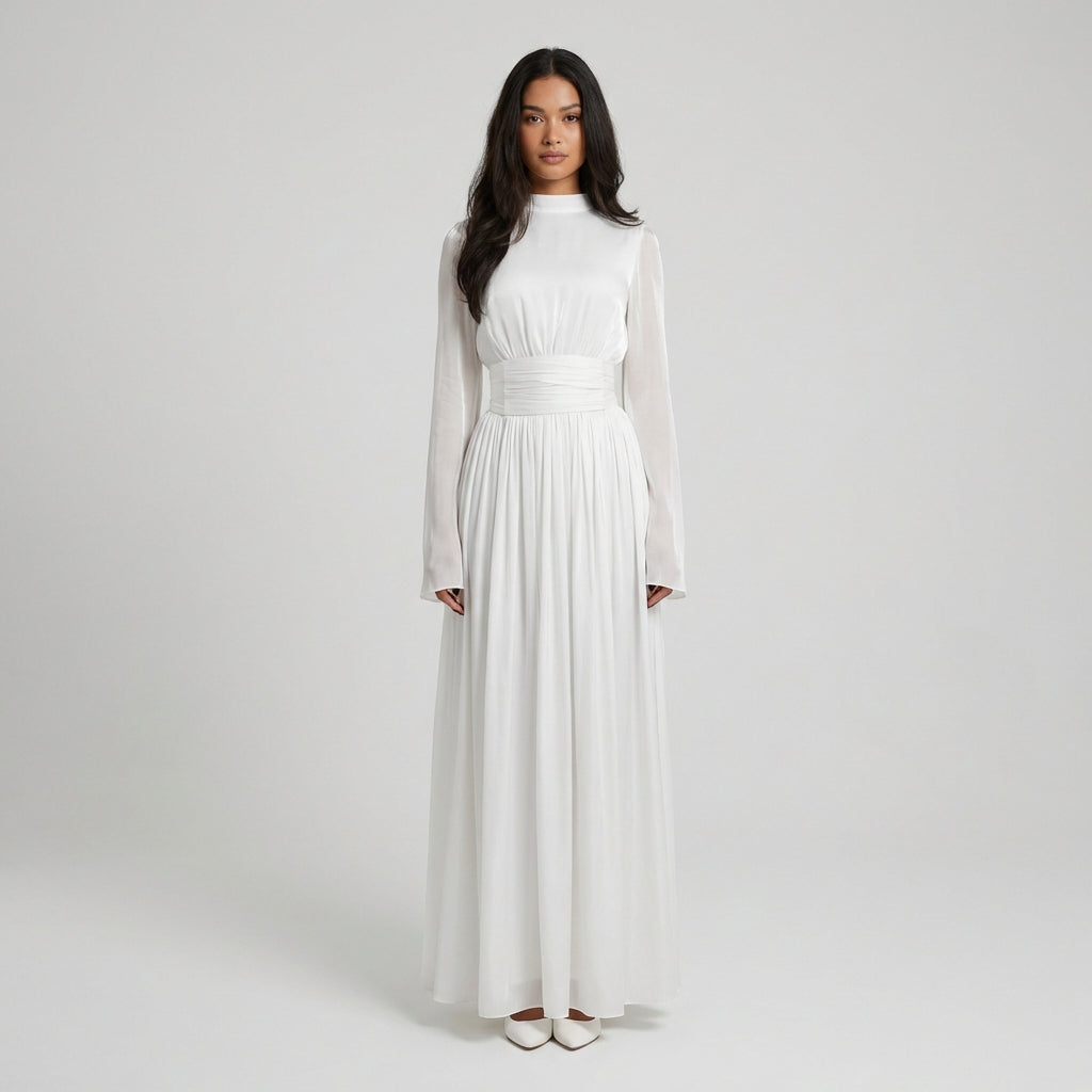 Adalyn High Neck Pleated Maxi Dress for Women