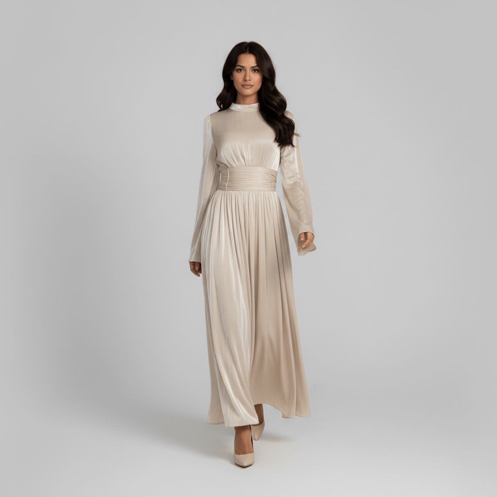 Adalyn High Neck Pleated Maxi Dress for Women