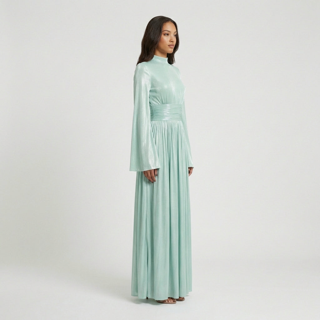 Adalyn High Neck Pleated Maxi Dress for Women