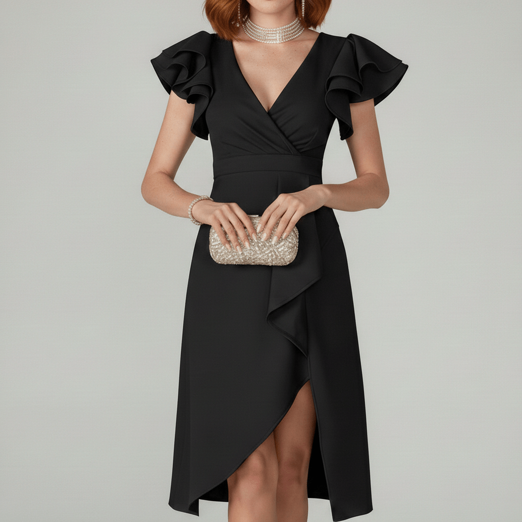 Alea Elegant Ruffle Wedding Guest Dress