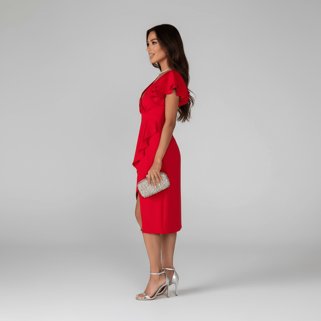 Alea Elegant Ruffle Wedding Guest Dress