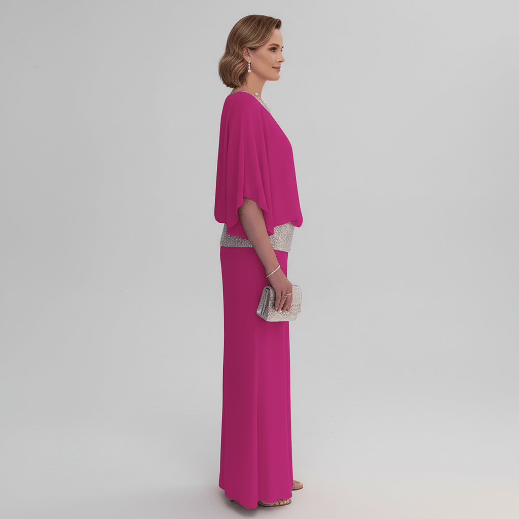 Alexis Two Piece Set Sequin Overlay Top and Wide Leg Pants