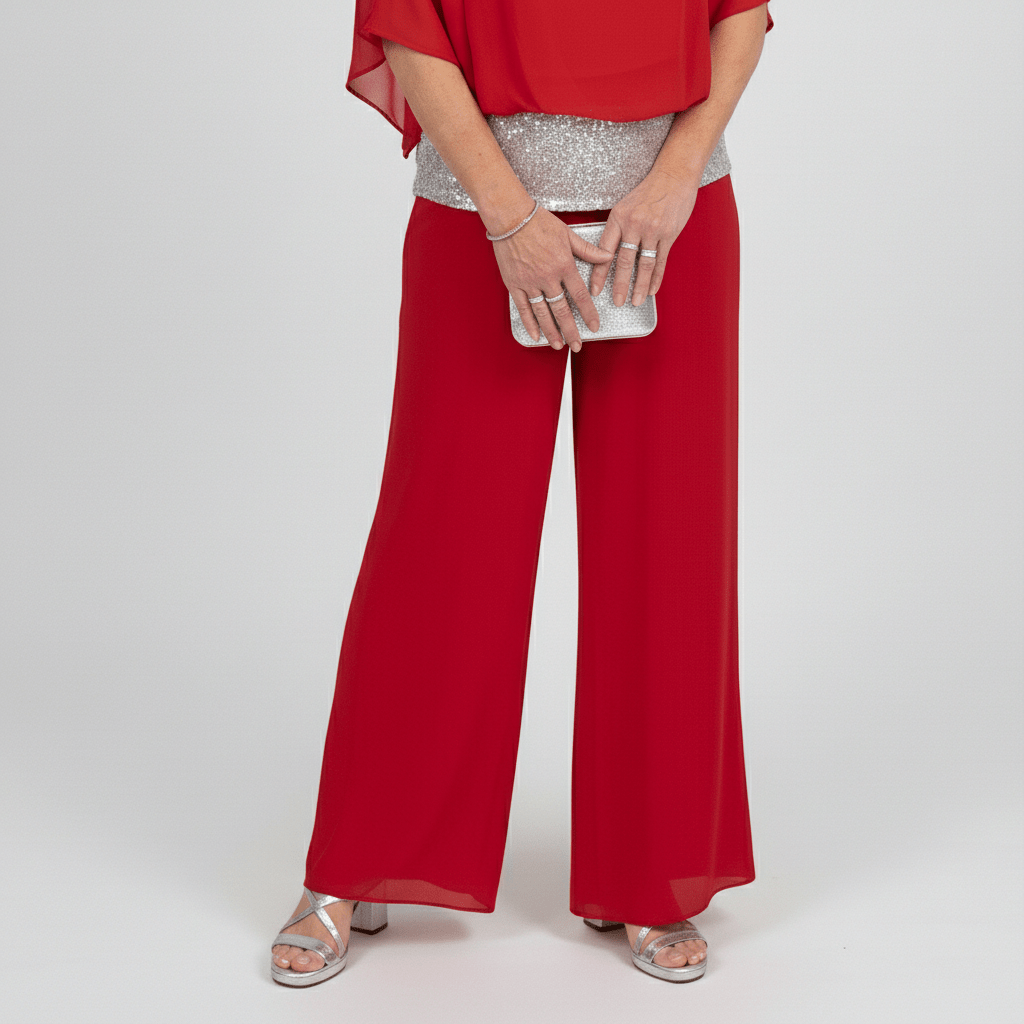 Alexis Two Piece Set Sequin Overlay Top and Wide Leg Pants