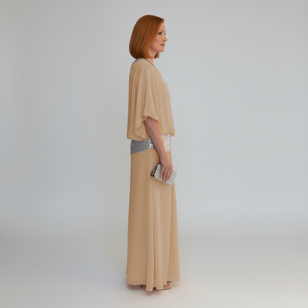 Alexis Two Piece Set Sequin Overlay Top and Wide Leg Pants