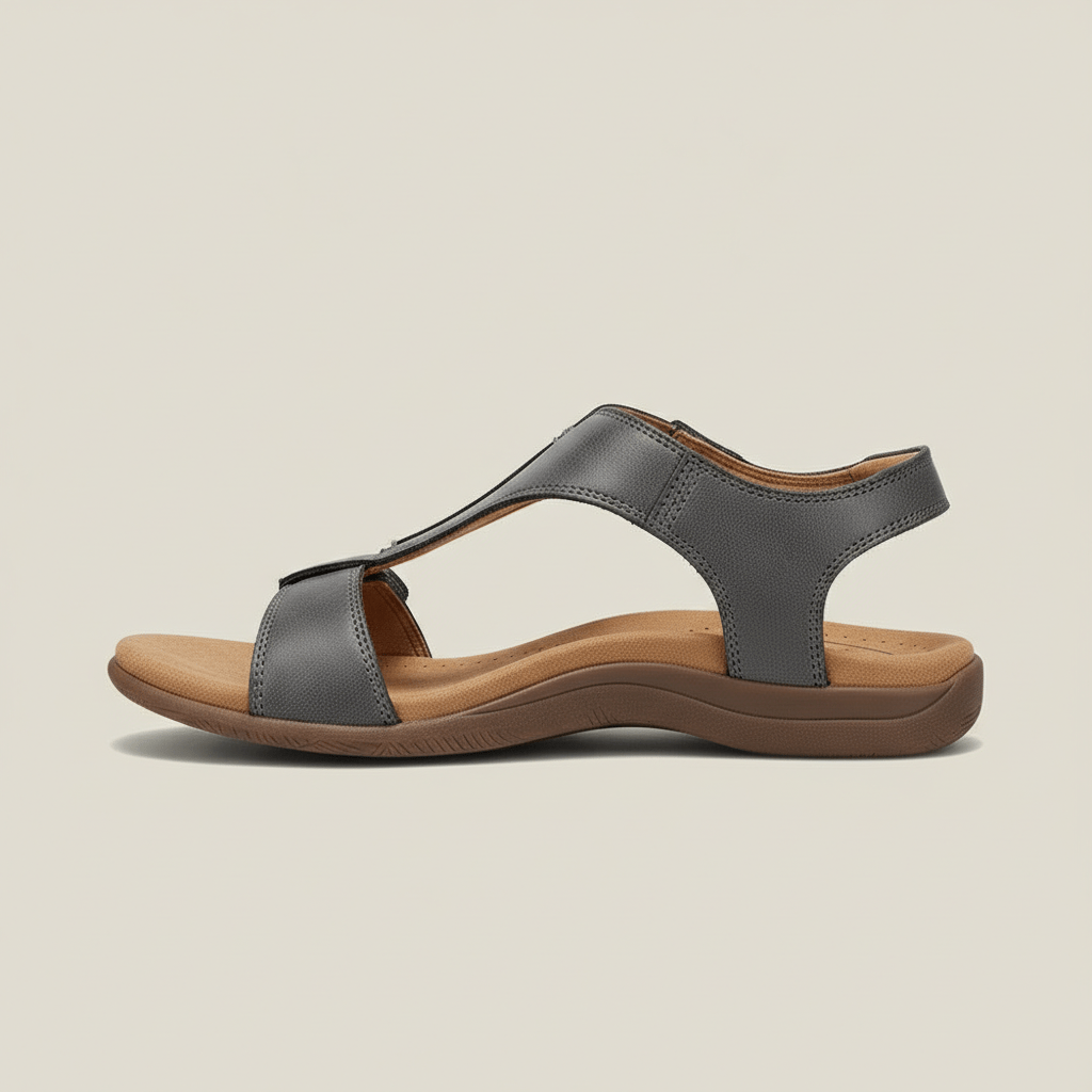 Amabel T Strap Sandals Hook and Loop Comfort Sandals