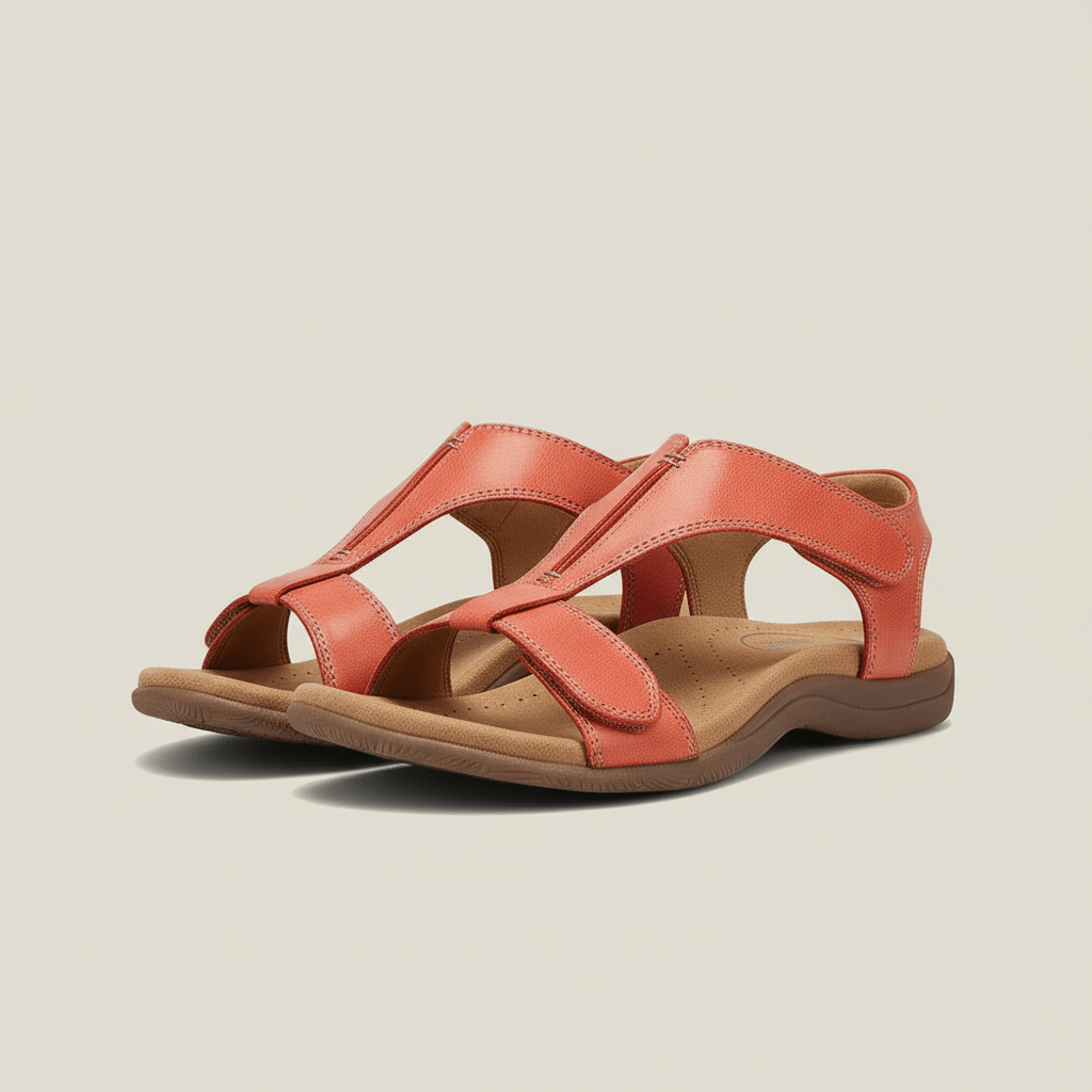 Amabel T Strap Sandals Hook and Loop Comfort Sandals