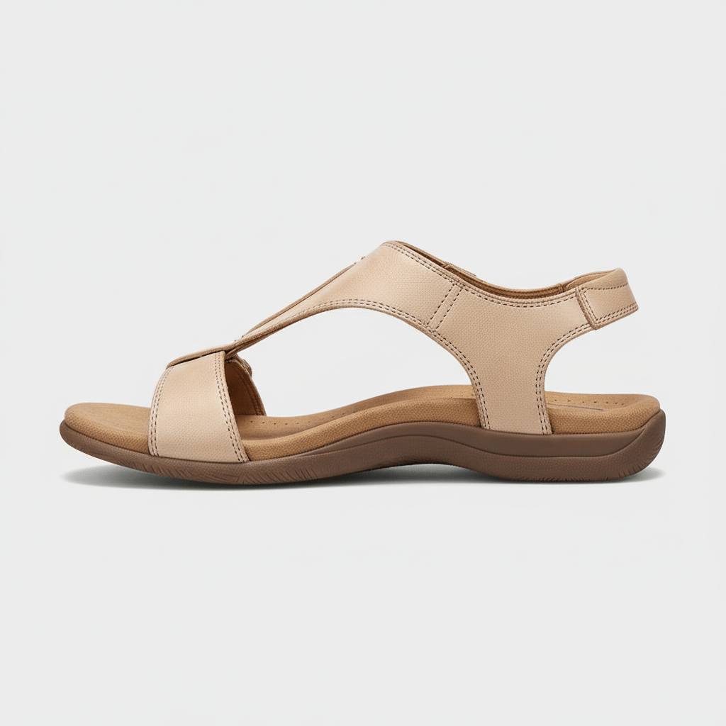 Amabel T Strap Sandals Hook and Loop Comfort Sandals