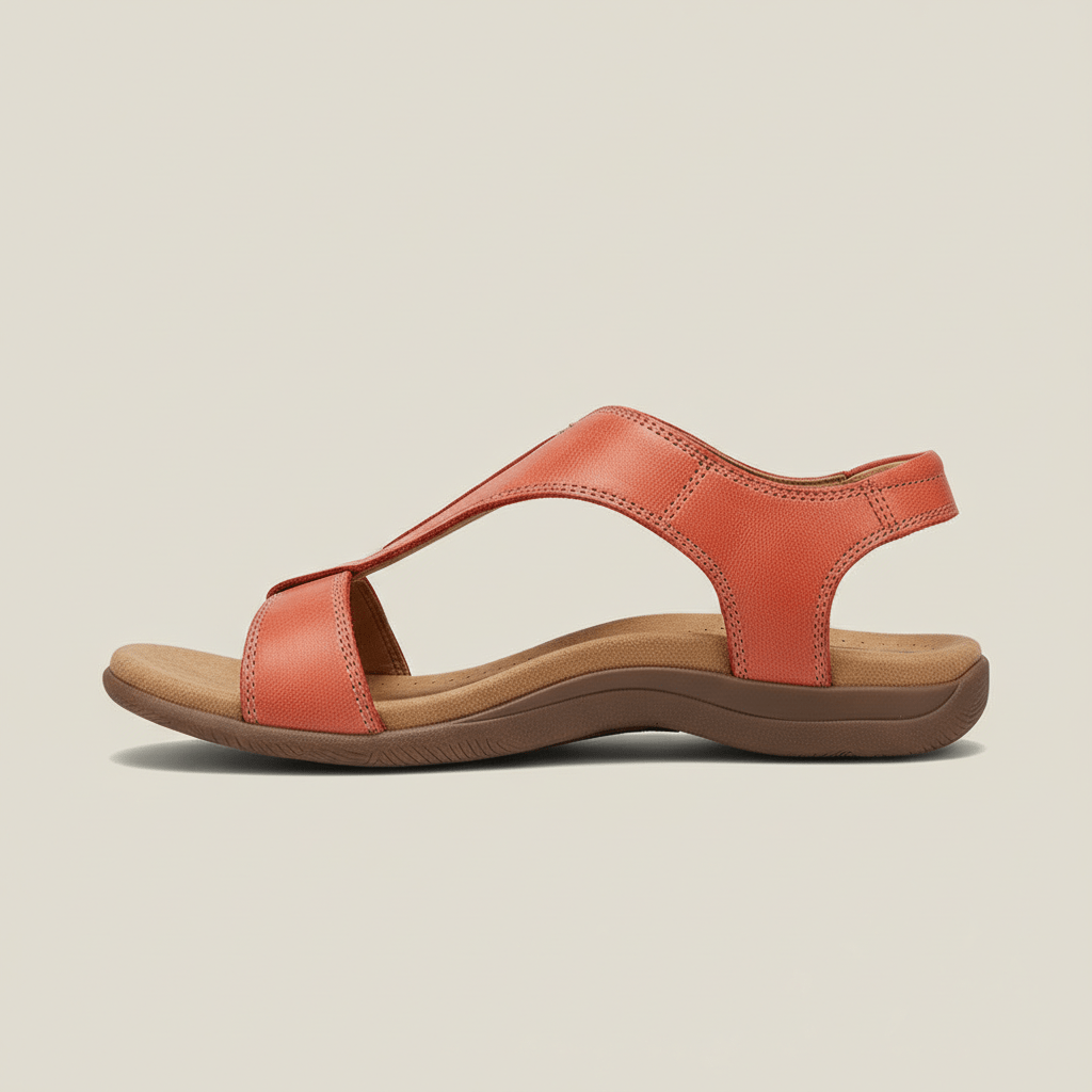 Amabel T Strap Sandals Hook and Loop Comfort Sandals