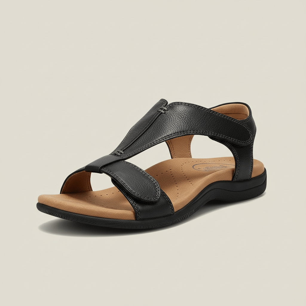 Amabel T Strap Sandals Hook and Loop Comfort Sandals