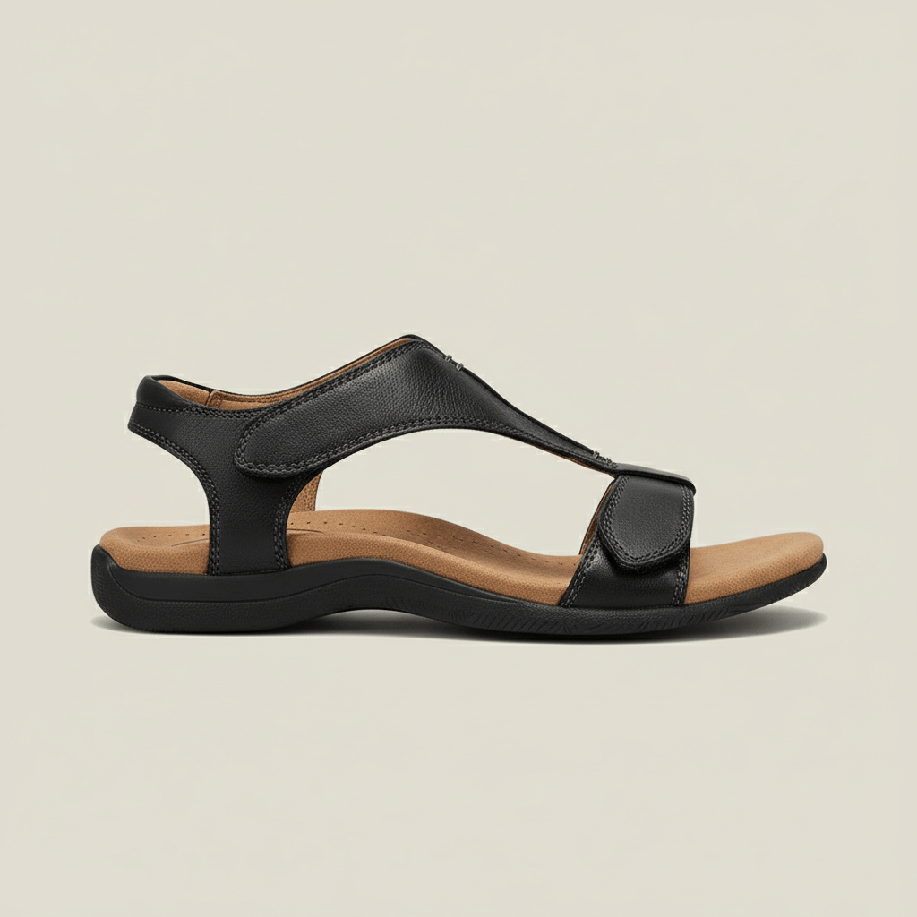 Amabel T Strap Sandals Hook and Loop Comfort Sandals