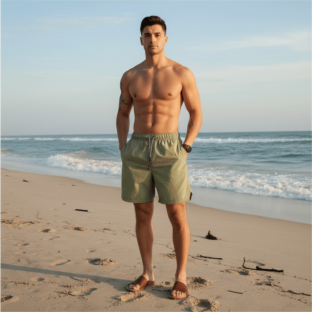 Bradley Drawstring Swim Shorts with Elastic Waist and Side Pockets