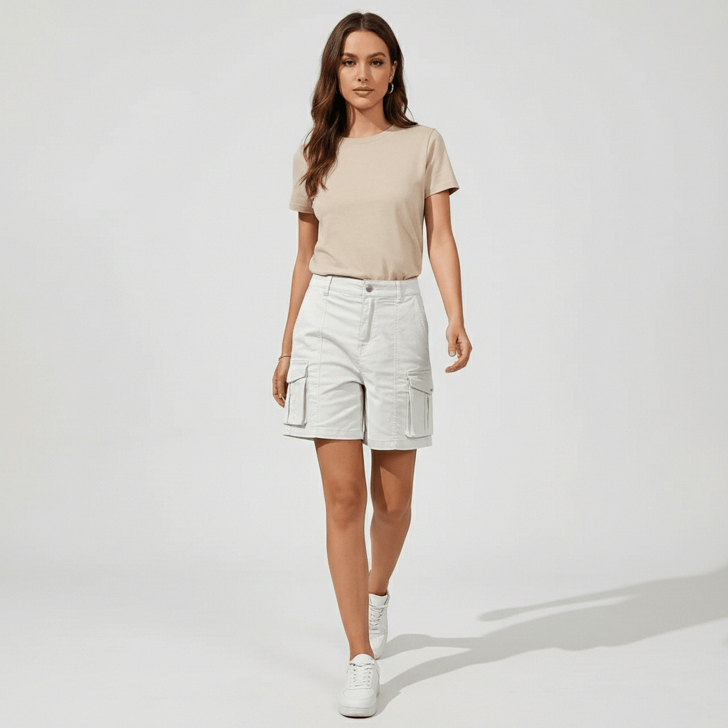 Bruna High Waist Cargo Shorts Multi Pocket Utility Fit