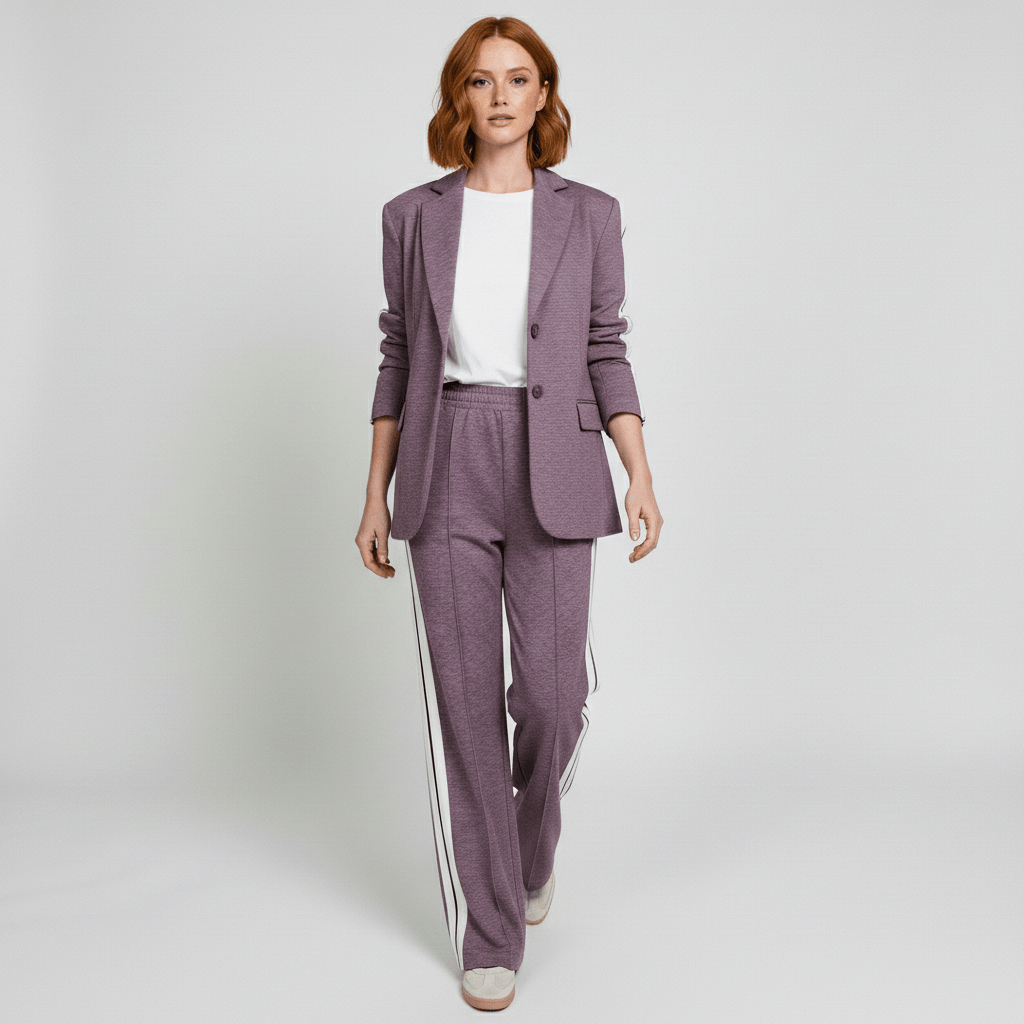 Caitlin Two Piece Set Blazer and Wide Leg Stripe Pants