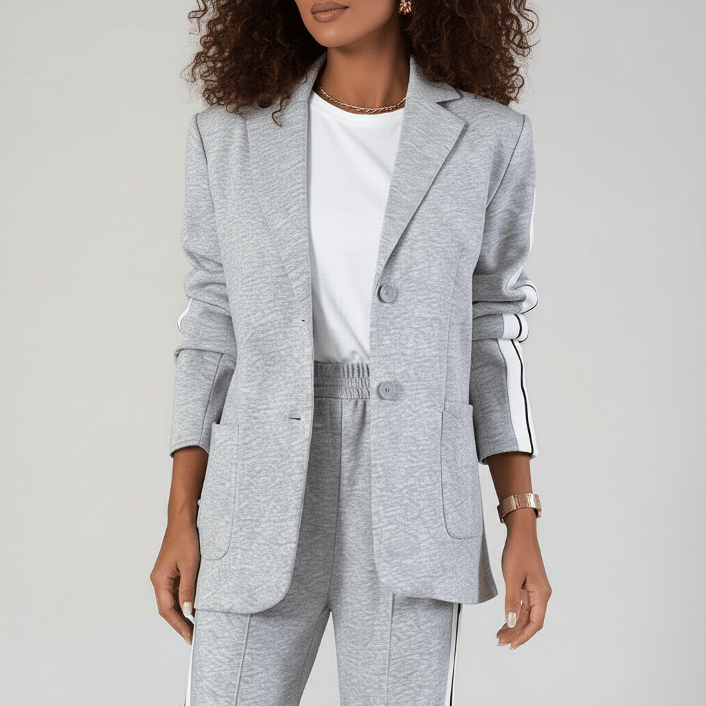 Caitlin Two Piece Set Blazer and Wide Leg Stripe Pants