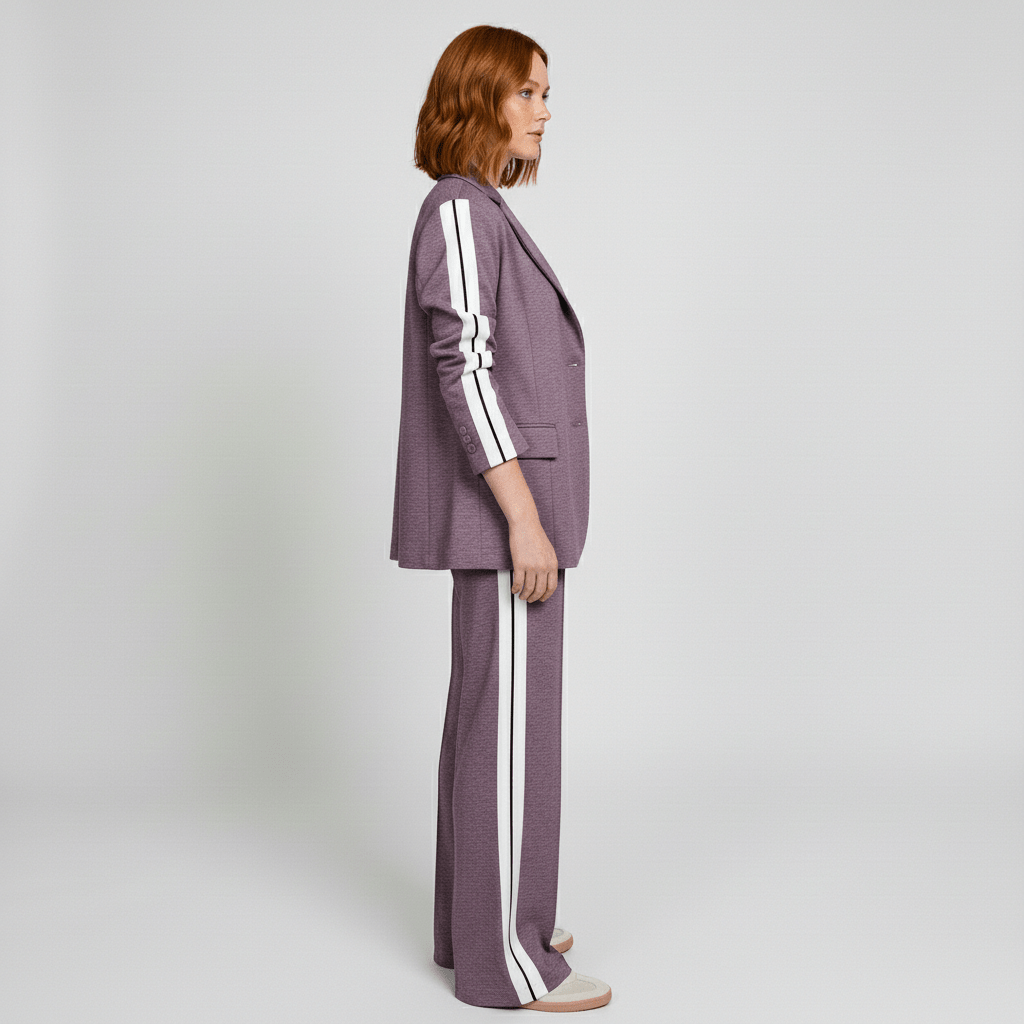 Caitlin Two Piece Set Blazer and Wide Leg Stripe Pants