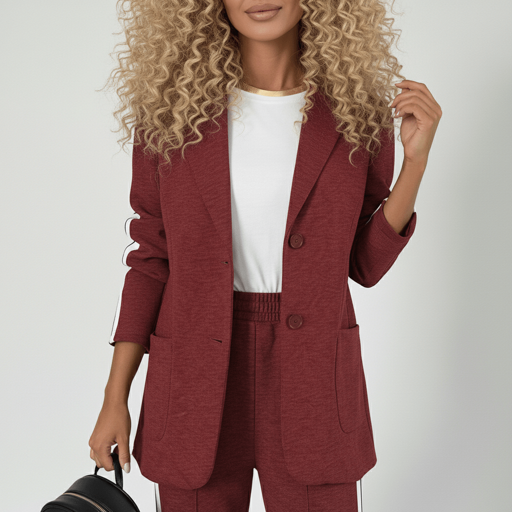 Caitlin Two Piece Set Blazer and Wide Leg Stripe Pants