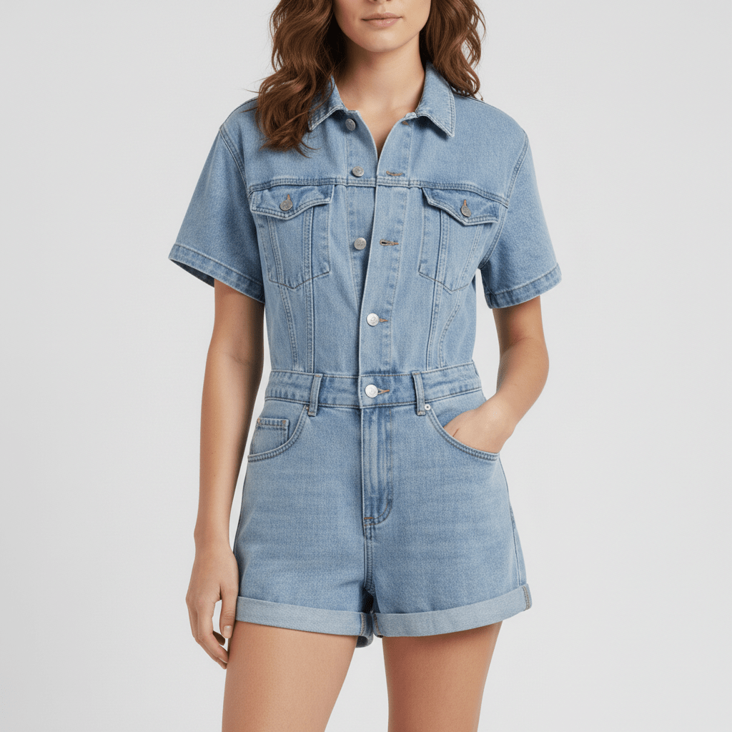 Carrie Two Piece Set Denim Shirt and Shorts
