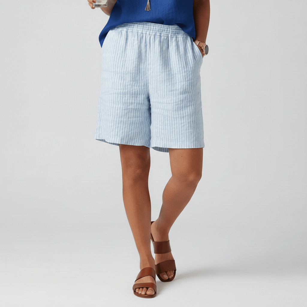 Casey Striped Casual Shorts Elastic Waist Summer Fit