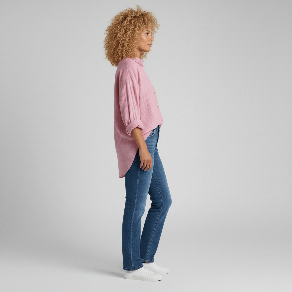 Cecilia Oversized Button Blouse with Collar and Long Sleeves