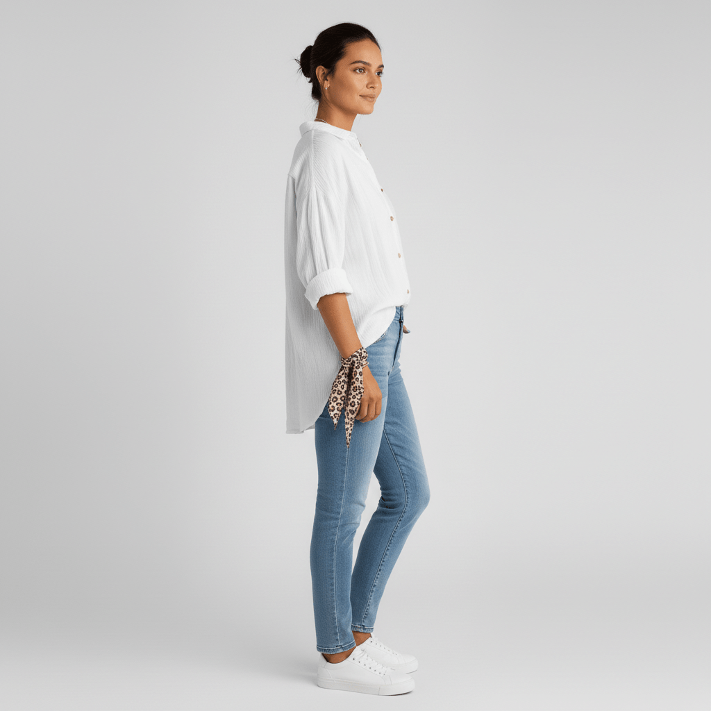 Cecilia Oversized Button Blouse with Collar and Long Sleeves