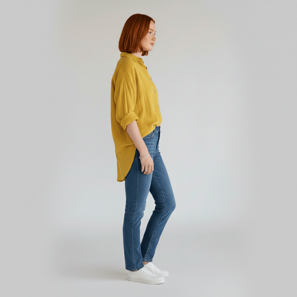 Cecilia Oversized Button Blouse with Collar and Long Sleeves