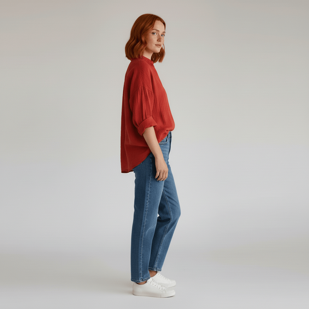 Cecilia Oversized Button Blouse with Collar and Long Sleeves