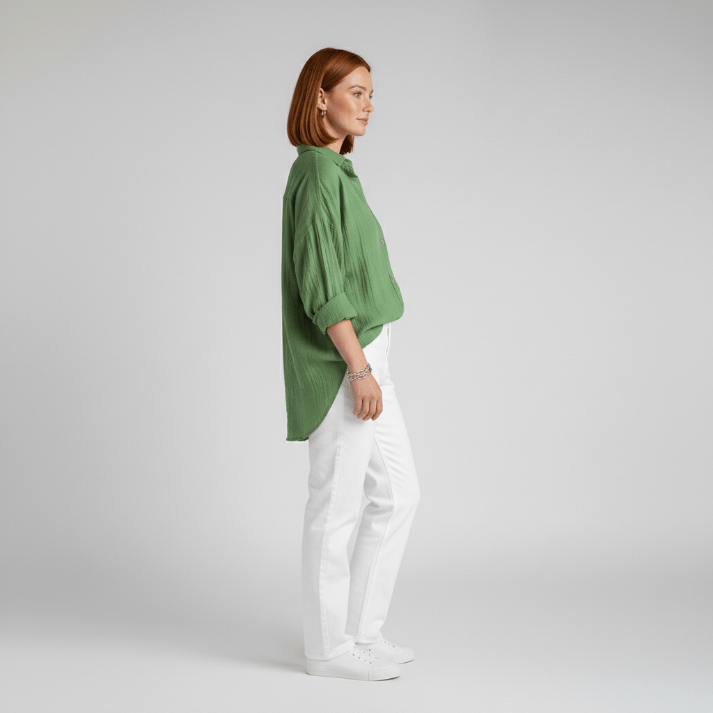 Cecilia Oversized Button Blouse with Collar and Long Sleeves