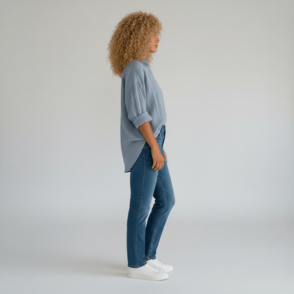 Cecilia Oversized Button Blouse with Collar and Long Sleeves