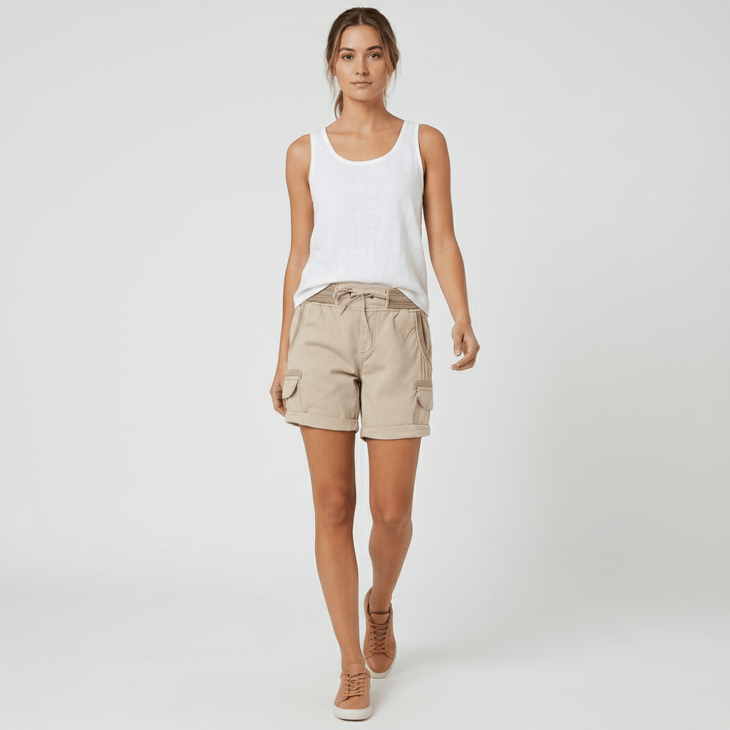 Cheryl High Waist Cargo Shorts Drawstring Casual Utility