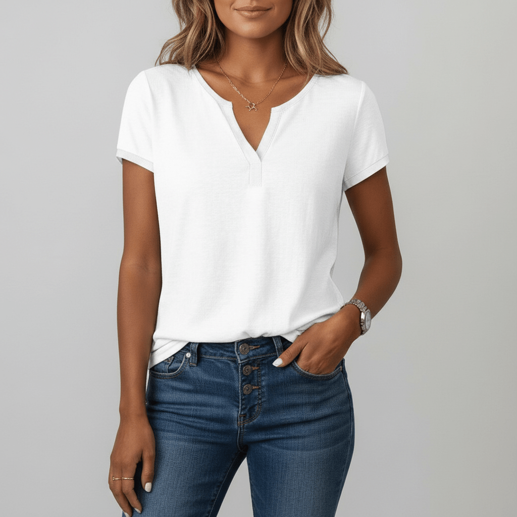 Claudia Short Sleeve V-Neck Blouse