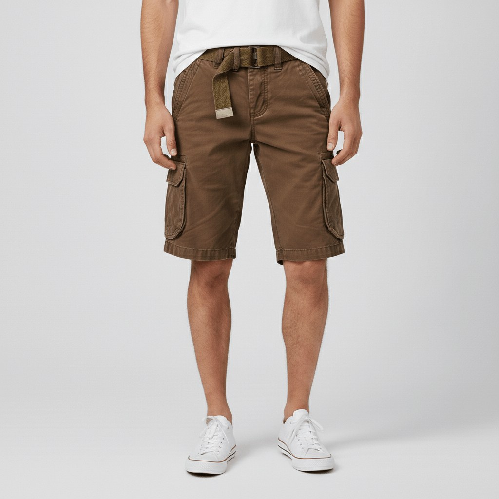 Clinton Cargo Shorts with Side Slip Pockets and Belt Loops