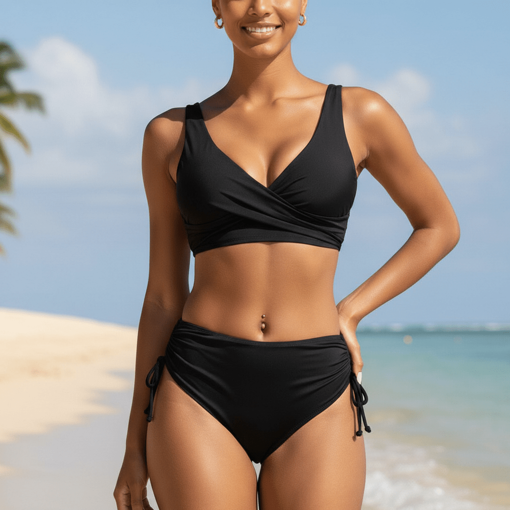 Clio Black Drawstring Swimsuit