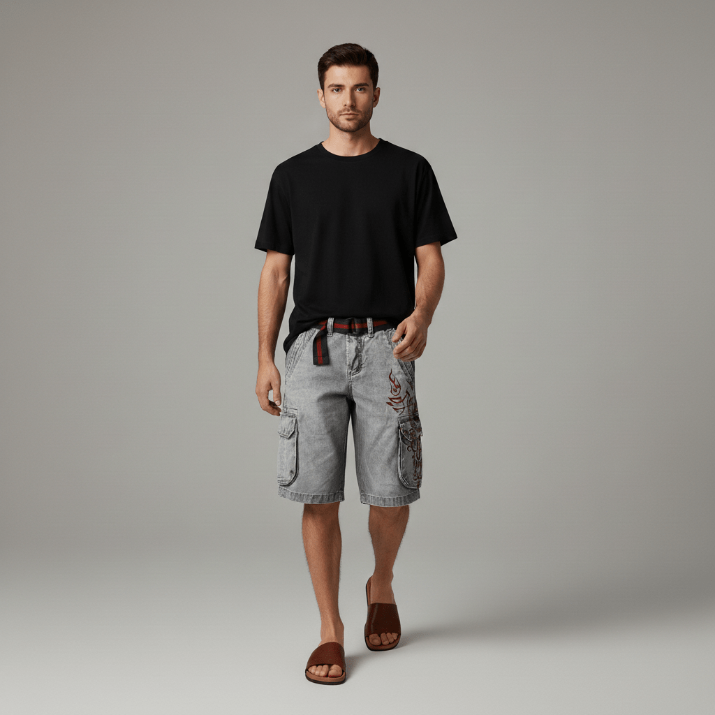 Colin Cargo Shorts with Side Slip Pockets and Belt Loops