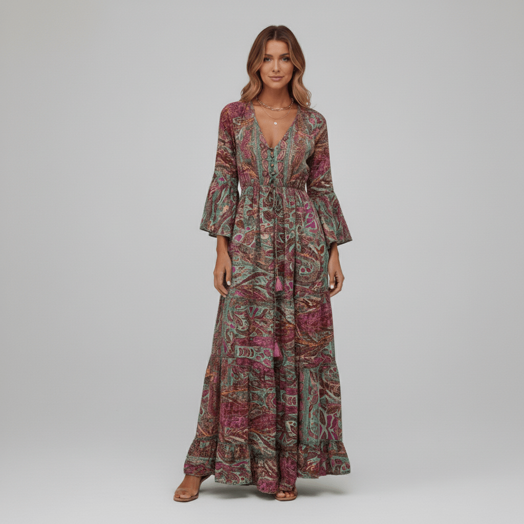 Connie Paisley Print Maxi Dress for Women