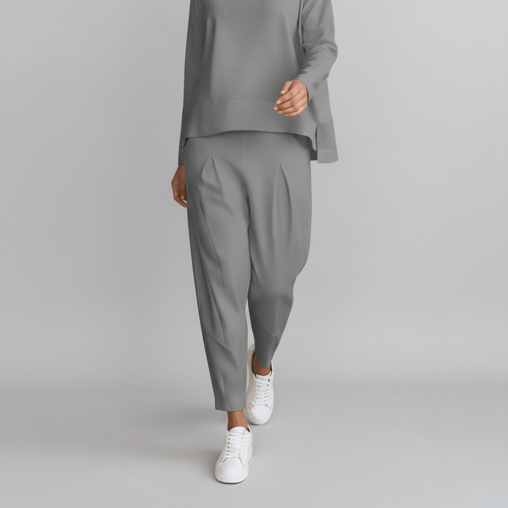 Delphine Two Piece Set Round Neck Top and Relaxed Fit Pants