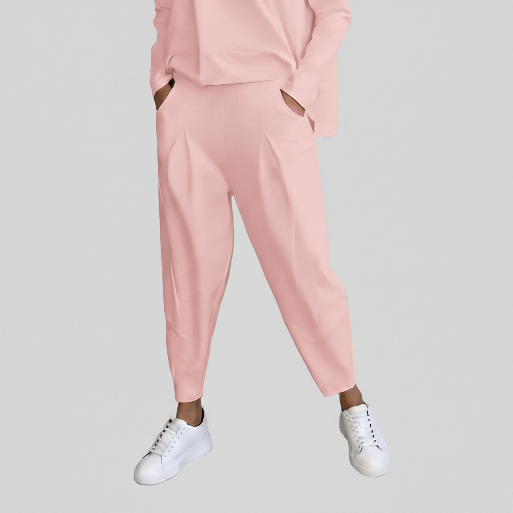 Delphine Two Piece Set Round Neck Top and Relaxed Fit Pants