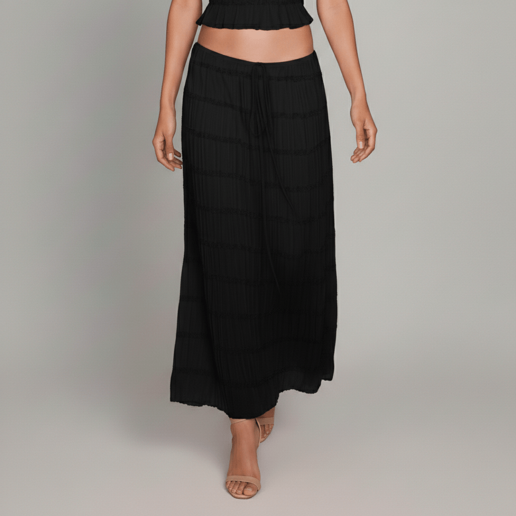 Edeline Halter Neck Two Piece Set with Crop Top and Maxi Skirt