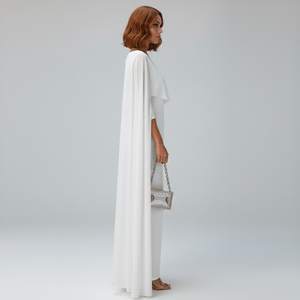 Eirwen Cape Sleeve Satin Maxi Dress for Women