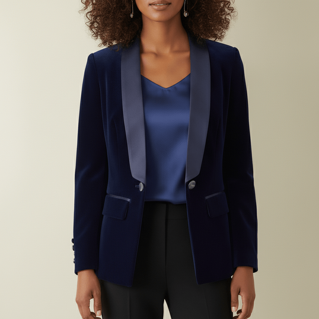 Esmeralda Velvet Blazer Satin Lapel Tuxedo Blazer
