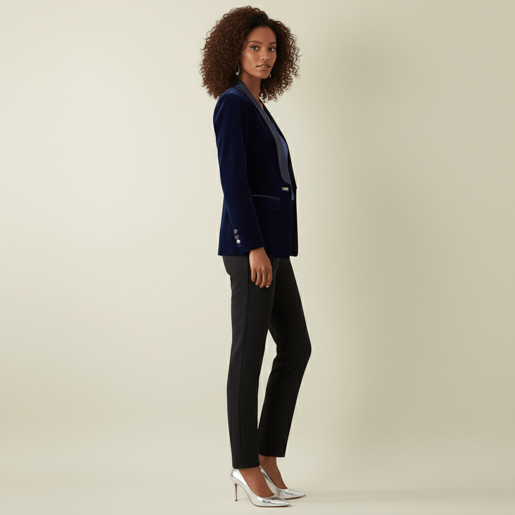 Esmeralda Velvet Blazer Satin Lapel Tuxedo Blazer