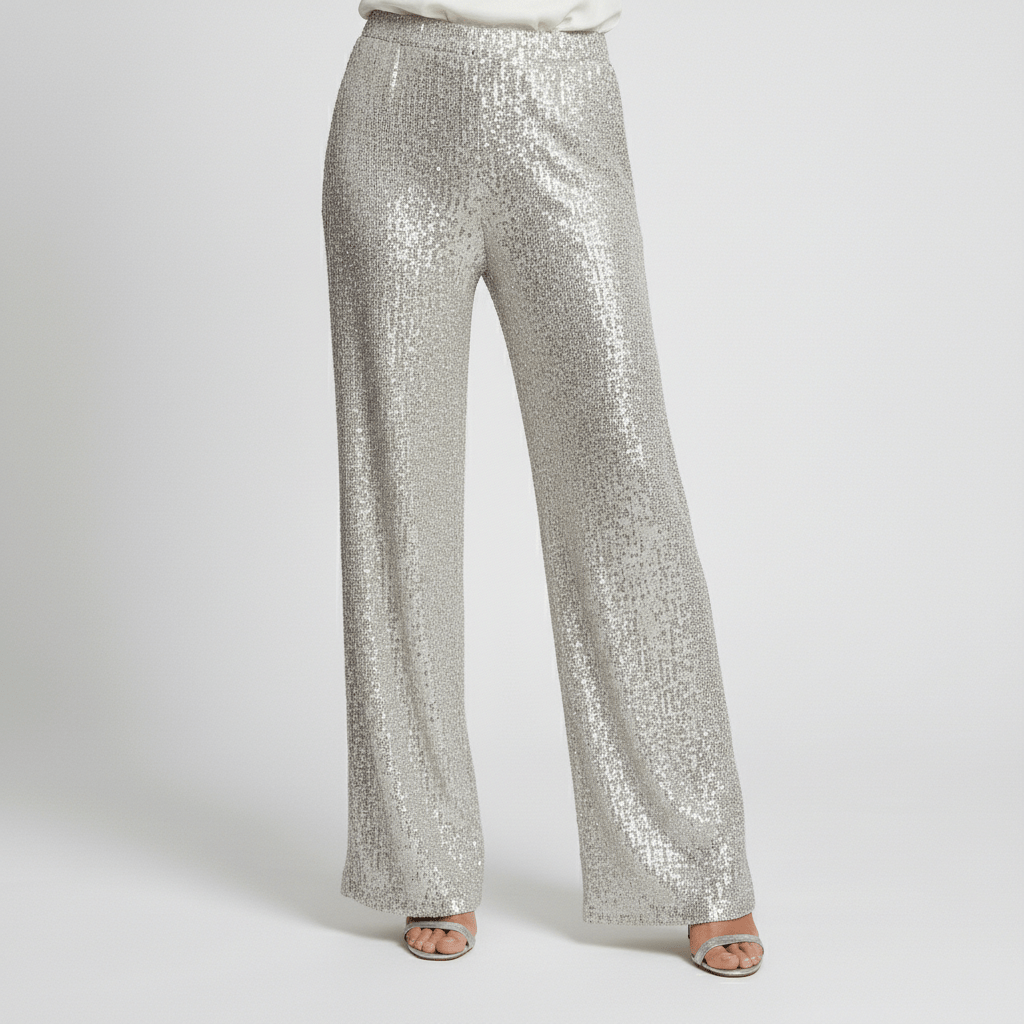 Estella Two Piece Set Sequin Blazer and Wide Leg High Waist Pants