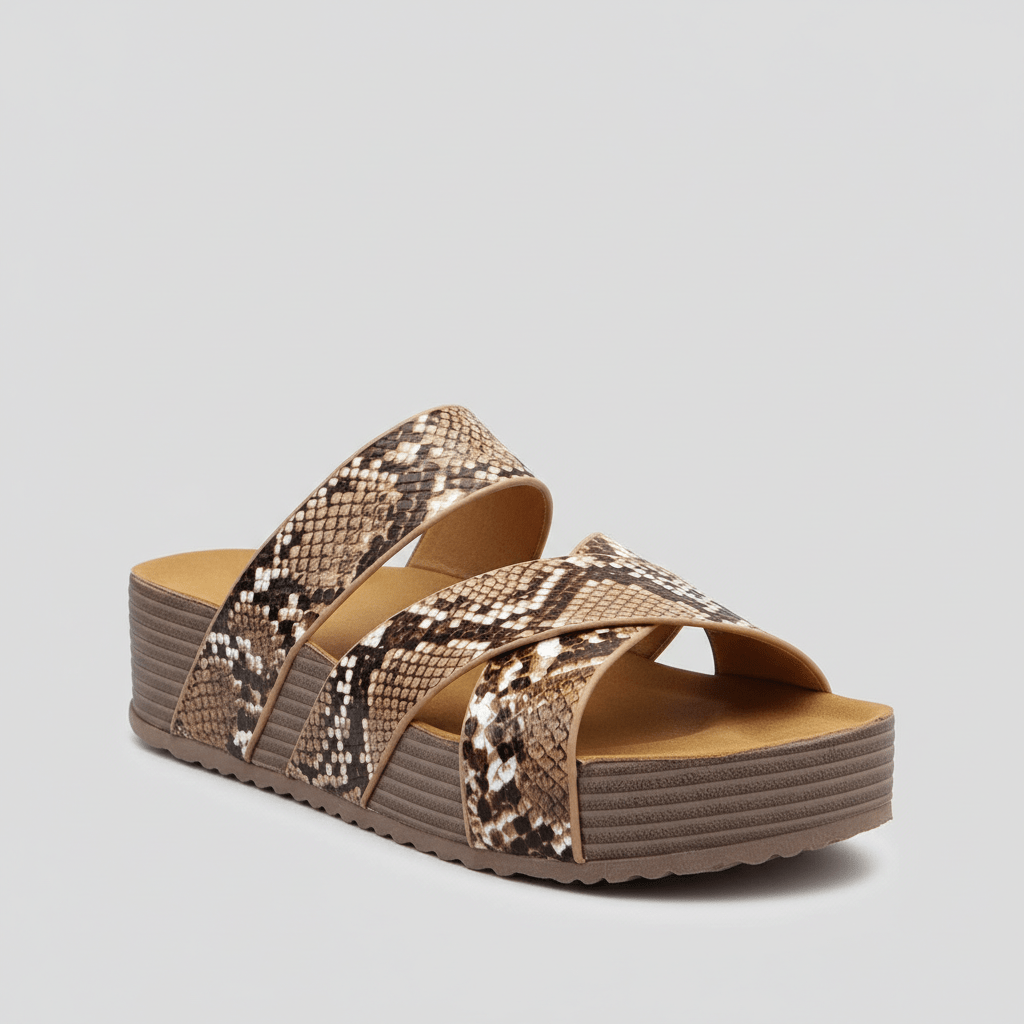 Felicity Cross Strap Platform Sandals Slip On Sandals