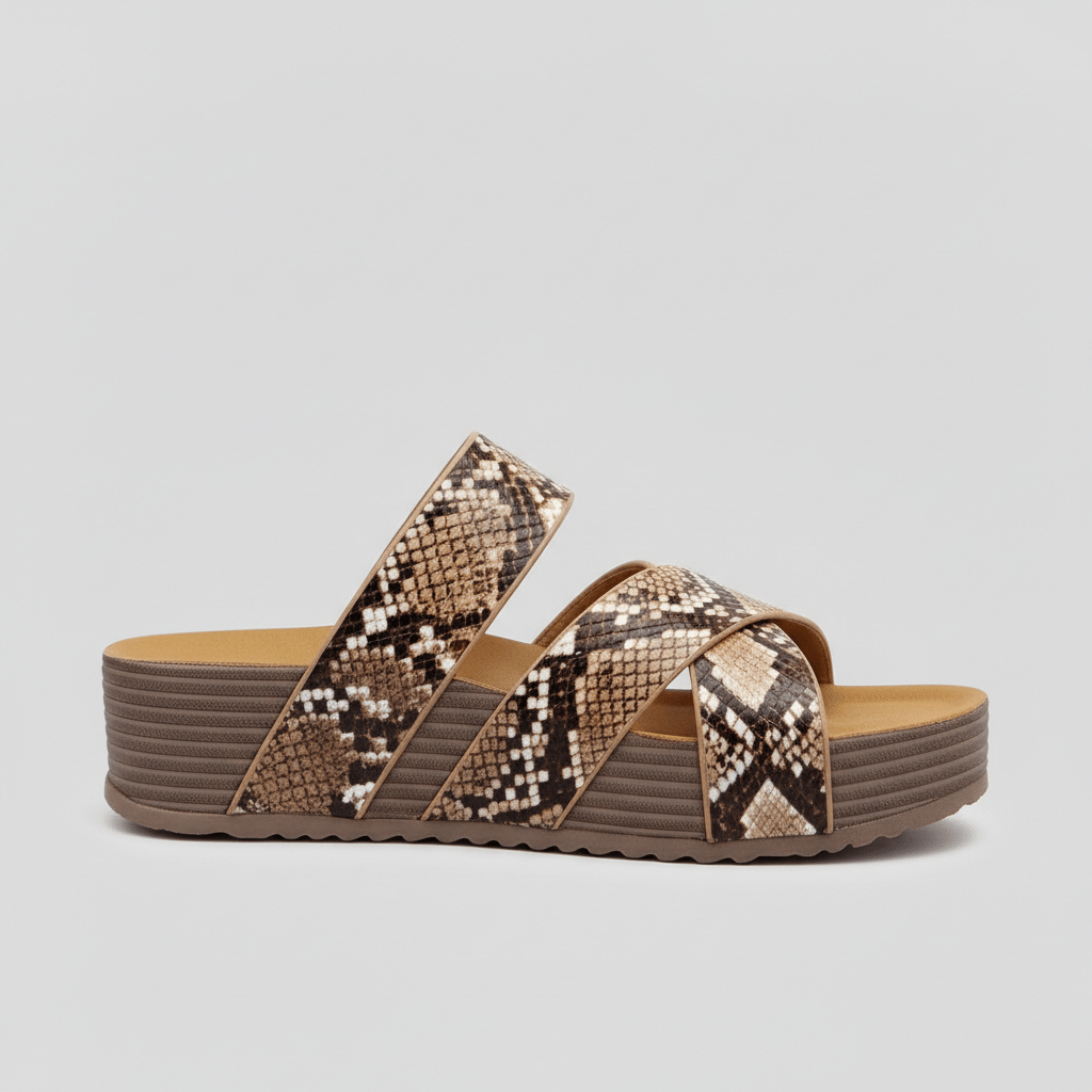 Felicity Cross Strap Platform Sandals Slip On Sandals