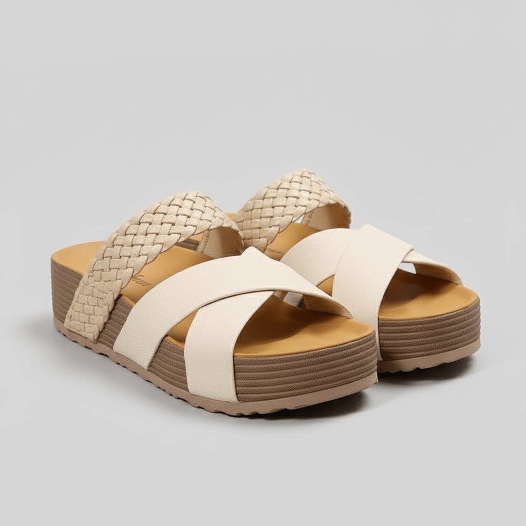 Felicity Cross Strap Platform Sandals Slip On Sandals