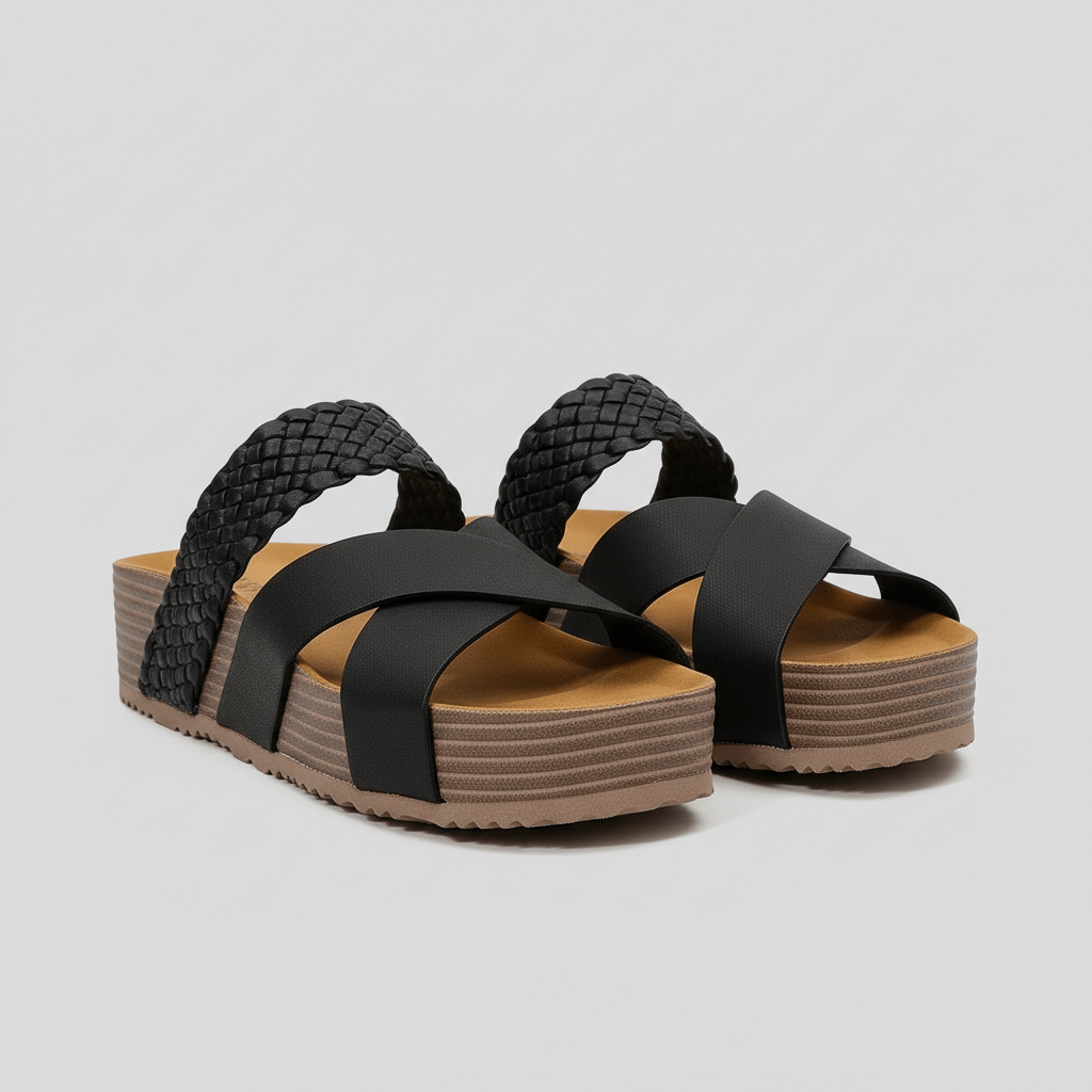 Felicity Cross Strap Platform Sandals Slip On Sandals